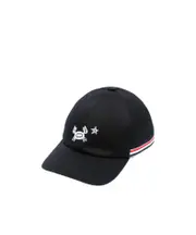 crab-embroidered cotton baseball cap XL,L,M Black
