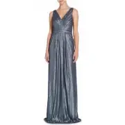 Adrianna Papell Weddington Way Sequin Silver Gray Formal Evening Gown 14 NWT