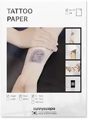 Sunnyscopa Printable Temporary Tattoo Paper for INKJET printer - US LETTER SIZE 8.5"X11", 5 SHEETS - DIY Personalized Image Transfer Sheet for skin - Custom Waterslide Decal Stencil Henna