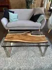 Epoxy Coffee Table with Clear Resin, clear epoxy table, walnut resin end table