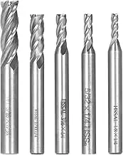 5PCS 4-Flute End Mill Bits High Speed Steel Milling Cutter Router Bits Rotary Bits Tool Straight Shank 6mm-8mm Double Edged Cutting Engraving Bits