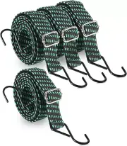 Adjustable Flat Bungee Cords 4-Pack 80" Latex Bungee Straps with Adjustable Leng