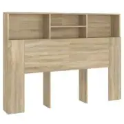 Headboard Cabinet Bed Frame Head Storage Shelf Board Bedhead Sonoma Oak 140x1...