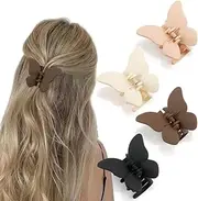 ATODEN Butterfly Hair Clips for Women and Girls - 4 Pcs Nonslip Matte Jaw Clips, Gifts for Thin to Medium Hair Accessories