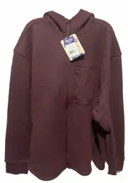 Smiths Workwear Mens Burgundy Sherpa Lined Thermal Full Zip Hood Shacket 4XB NWT