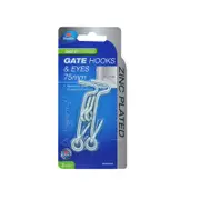 Zenith 75mm Zinc Plated Gate Hooks And Eyes - 2 Pack