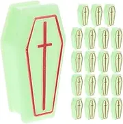 TOPPERFUN 20pcs Halloween Coffin Decoration: Mini Plastic Treat Boxes - Mini Prank Coffin Prop - Glow In The Dark Casket Model For Halloween