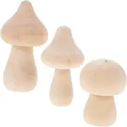 LALAFINA 3 Pack Mini Mushrooms Hand-Painted DIY Wood Toys Unfinished Craft for Boys and Girls