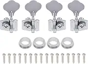 4Pcs Yootones Open Gear Machine Heads Tuners Tuning Pegs 2 Left 2 Right Compatible with 4 Strings Fender Precison Jazz Bass Guitar (Silver)