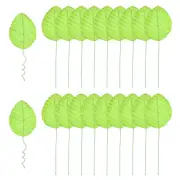 Light Green Artificial Leaves with Stems, 20 Pack Fake Leaves Silk Faux Leaf