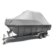 570*300cm Heavy Duty Waterproof Portable Boat Cover, Durable Waterproof Gray Oxford Cloth, for Yacht, Fishing Boat, Tri-Hull (16-18FT-V)