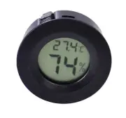 Digital Humidor Hygrometer Thermometer Round Black Face