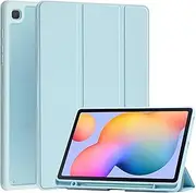 [KuRoKo] Galaxy Tab S6 lite 10.4 2022/2020 Case with Pen Holder- Lightweight Shockproof Cover with Clear Transparent Back Shell for Galaxy Tab S6 lite 10.4 (SM-P610/P613/P615/P619)-Blue