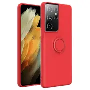 ZUSLAB Galaxy S21 Ultra Case Silicone Stand Magnetic Finger Ring Kickstand Bumper Protective Cover for Samsung (2021) - Red