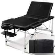 1x ALFORDSON Massage Table Portable 3 Fold Lift Up 85cm (Black)