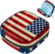 Period Bag,Sanitary Napkin Storage Bag,American Flag Vintage Stripes,Tampon Holder for Purse