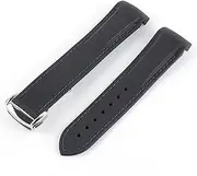[ALMVIS] 20mm 21mm 22mm Curved End Silicone Rubber Watch Band Fit for Pagani Watch Fit for Huawei Fit for GT2 Magic Watch 2 Fit for Honor Fit for Samsung Galaxy Watch S3 S4(Black Blue 1)