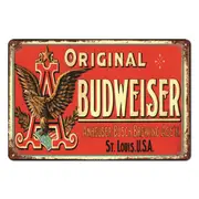 2x Original Budweiser Beer Tin Metal Sign Rustic Look Vintage Man Cave