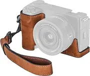 SMALLRIG Camera Leather Case with Wrist Strap, Vintage Style Leather Camera Half Case Kit, Aluminum Alloy Frame, Built-in 1/4"-20 Threaded Hole, for Sony ZV-E10 II (Brown) - 4889