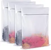 SUERIV Mesh Laundry Bags,Laundry Bags Mesh Wash Bag for Washing Machine-Supper Zipper Net Laundry Bag,Lingerie,Sweater,Garment,Undergarment Large Size(16 x20 inch),Pack of 4