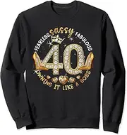 [X.Style] Sassy Fabulous 40 Year Old 40th Birthday Diamond Crown Shoes Sweatshirt ds1608 Sweater (3XL) Black