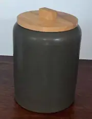 Project 62 Large Stoneware Tilley Black Food Storage Canister with Wood Lid