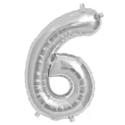 16" SILVER Number 6 Mylar Foil Balloon 1 pc Party BackDrop Decorations Supply