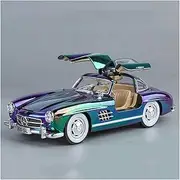 Die-cast Alloy Diecast 1:24 for Benz 300SL Car Model Sound Light 4 Doors Opened Pull Back Simulated Mini Vehicle Collections Miniature Vehicle(Purple)