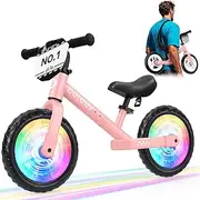 BELEEV Kids Balance Bike with Light-Up Wheels, Kids First Bicycle, No Pedals, with Adjustable Seat