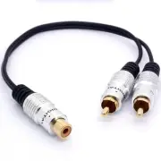 25cm RCA Y Adapter 1 RCA Female to 2 RCA Male Splitter Cable for Audio Amplif...