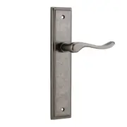 Iver Stirling Door Lever Handle on Stepped Backplate Distressed Nickel