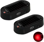 Shudyear Car Solar Power Simulated Dummy Alarm，New Model&Brighter & Clearer，Anti-Theft LED Flashing Security Light Fake lamp with USB Charger Port，2PCS (red)