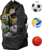 Extra Large Ball Bag Heavy Duty Mesh Soccer Ball Bag, Drawstring Bags Hold