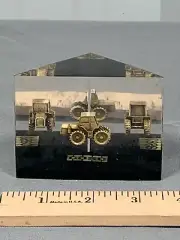 Vintage JI Case 2470 4WD Tractor Mirrored PAPERWEIGHT Brass Lucite