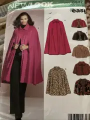 LADIES' CAPE IN FIVE STYLES Sewing Pattern, Size XS-XL - NEW LOOK 6537, NEW