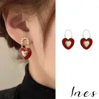 在飛比找momo購物網優惠-【INES】復古輕奢氣質愛心珍珠鎖頭造型耳環(愛心耳環 珍珠