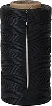 Tenn Well Waxed Thread, 328 Yards 150D 1MM Leather Sewing Waxed Thread with Needles for Leather DIY Project(Black)