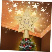 Christmas Tree Topper with 3D Rotating Gold Projector for Christmas Tree, Star