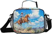 Cowboy Cactus Desert Insulated Lunch Box for Women Men - Ideal for Work, Picnics - Includes Adjustable Shoulder Strap