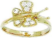 [JewelryWeb] 14k Yellow Gold CZ Simulated Diamond Top Adjustable Butterfly Angel Wings Body Jewelry toe ring-toe ring for Women