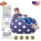 Elegant Royal Blue Dot Bean Bag Chair Cover - Large 38'' Toy Storage Solution