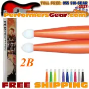 Perfektion Pair Orange [2B] Color Nylon Tip Drumsticks (Available in 5 sizes)