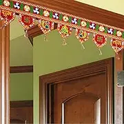 Ascension Design Subh Labh Traditional Art Handmade Door Bandarwal toran for Home D?cor Hangings for Decoration Red (Pack of 1)