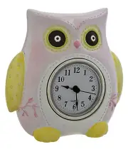 Clock Baby Owl Pink 14cm NEW