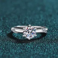 在飛比找蝦皮商城精選優惠-美國莫桑石戒指女鑽石2克拉鑽戒純銀情侶對戒結婚求婚禮物送女友