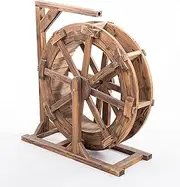 Wooden Waterwheel Fountain Outdoor Garden with Bracket, Old-Fashioned Outdoor Indoor Balcony Viewing Waterfall Fountain, Garden Decorative Water Feature (Size : 90cm(35.4inch))