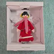 Wondershop Christmas Tree Topper Quirky Angel Red Felt Dress w/ Scarf 13” New
