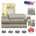 Luxury 400 Thread Count 100% Cotton Twin Sheets Set - Soft & Cooling Taupe
