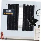 Blackout Kids Curtains for Bedroom Thermal Insulated Silver Twinkle Star