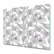 Tempered Glass Worktop Saver Kitchen Floral green and white cover in 2x30x52
